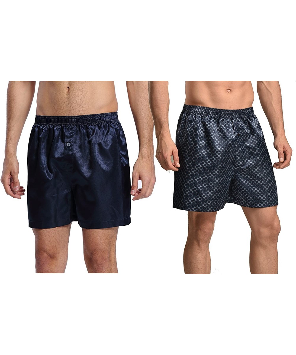 Boxers 2-PK Men's Satin Boxers - Navy - CB17YSTRDUR