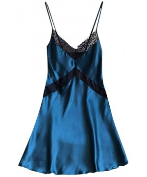 Bustiers & Corsets Women Fashion Lace Nightgown Strap Nightdress Babydoll Sleepwear Sexy Lingerie - Blue - CW18S4YZL6Y