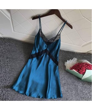 Bustiers & Corsets Women Fashion Lace Nightgown Strap Nightdress Babydoll Sleepwear Sexy Lingerie - Blue - CW18S4YZL6Y