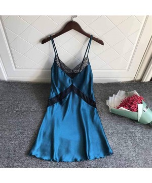 Bustiers & Corsets Women Fashion Lace Nightgown Strap Nightdress Babydoll Sleepwear Sexy Lingerie - Blue - CW18S4YZL6Y