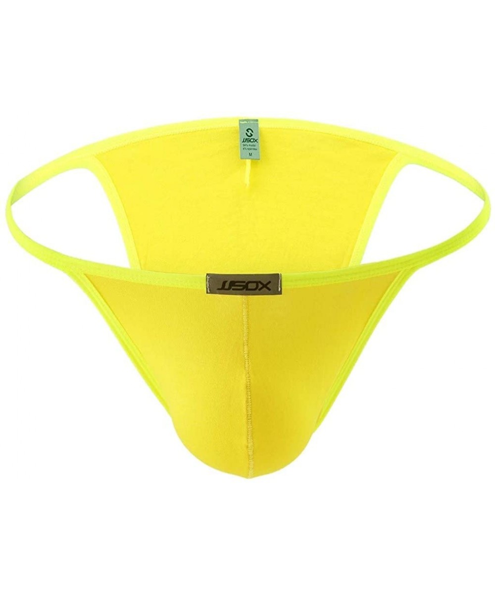 G-Strings & Thongs Mens Underwear Thong Briefs Summer Style Fashionable Sexy Comfortable - Yellow - C518SD2I0UX