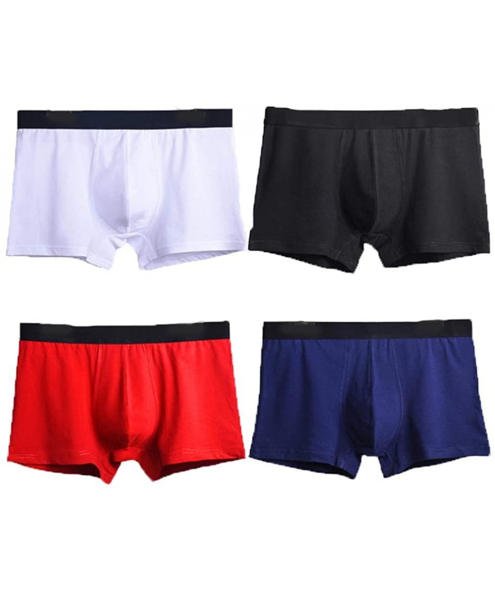 Briefs Men's Cotton Boxer Breathable Sweat-Absorbent Underwear - B-black+blue+white+red - C018A2XWWZN