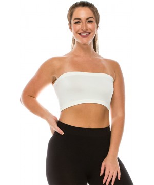 Camisoles & Tanks Seamless Bandeau Tube top - UV Protective Fabric- Rated UPF 50+ (Non-Padded) -Made in USA - Off White - CL1...