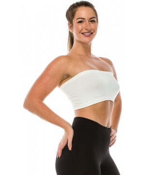 Camisoles & Tanks Seamless Bandeau Tube top - UV Protective Fabric- Rated UPF 50+ (Non-Padded) -Made in USA - Off White - CL1...