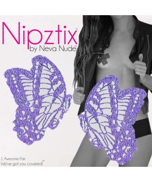 Accessories Super Sparkle Glitter Butterfly Nipztix Pasties Nipple Covers Medical Grade Adhesive Waterproof Made in USA - Lil...