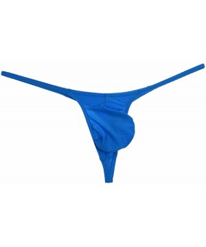 G-Strings & Thongs Men's Shiny Micro String Thongs Pouch T-Back Sexy Swimwear Bikini Pants Male Underwear - 2*pcs Blue - CM18...