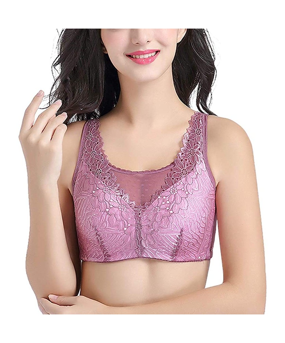 Bras Mastectomy Bra with Pockets for Women Breast Prosthesis See-Through Tube Top - Purple - CB18TYTG6AW