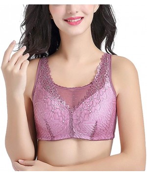 Bras Mastectomy Bra with Pockets for Women Breast Prosthesis See-Through Tube Top - Purple - CB18TYTG6AW