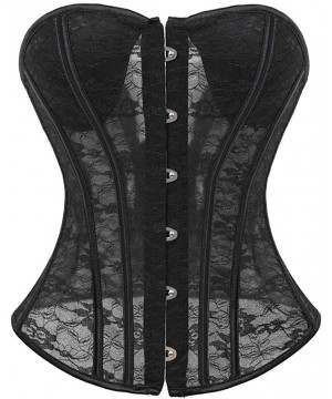 Bustiers & Corsets Women's Bustier Corset Top Sexy Lingerie Sets Black Satin Waist Cincher - 7087black With Glove - CA18GWXRCA0