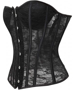 Bustiers & Corsets Women's Bustier Corset Top Sexy Lingerie Sets Black Satin Waist Cincher - 7087black With Glove - CA18GWXRCA0