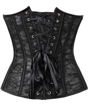 Bustiers & Corsets Women's Bustier Corset Top Sexy Lingerie Sets Black Satin Waist Cincher - 7087black With Glove - CA18GWXRCA0