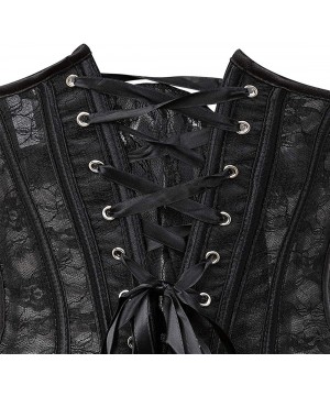 Bustiers & Corsets Women's Bustier Corset Top Sexy Lingerie Sets Black Satin Waist Cincher - 7087black With Glove - CA18GWXRCA0