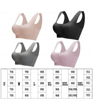 Bras Ultra-Thin Women Plus Size Ice Silk Comfort Bra in Yoga for Girls - White+gray - CH190L8W9NT