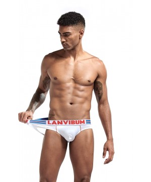 Boxer Briefs Mens Sexy Bikini Jockstrap Sexy Underwear for Men G-String Thong - White - C81978390X9