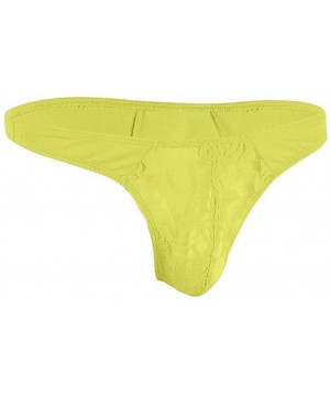 G-Strings & Thongs Sexy Lingerie Underwear for Men- Low Rise Lace Floral Bulge Pouch G-String Bikini Thong - Yellow - CP1945U...