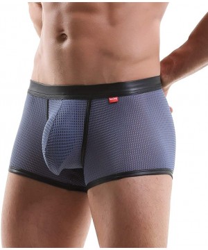 Boxer Briefs Men's Sexy Underwear Mesh Breathable Comfort Pants Sexy Boxer Underpants - Gray - CA18Y48MWT4