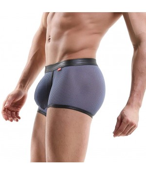 Boxer Briefs Men's Sexy Underwear Mesh Breathable Comfort Pants Sexy Boxer Underpants - Gray - CA18Y48MWT4