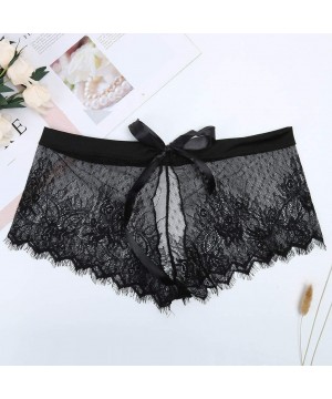 Bustiers & Corsets Womens Sexy Lace Open Crotch Bowknot Underpants 3Pcs Lightness Comfortable Soft Gauze Seamless Thong Brief...