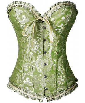 Bustiers & Corsets Sexy Lace Trim Corset Top Overbust Waist Cincher Bustier Bodyshaper - C78green - C0187Y5S9M7