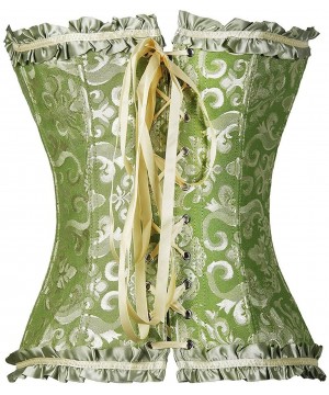 Bustiers & Corsets Sexy Lace Trim Corset Top Overbust Waist Cincher Bustier Bodyshaper - C78green - C0187Y5S9M7