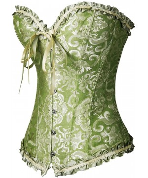 Bustiers & Corsets Sexy Lace Trim Corset Top Overbust Waist Cincher Bustier Bodyshaper - C78green - C0187Y5S9M7