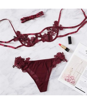 Baby Dolls & Chemises Women's 2 Piece Sexy Strap Bralette Bra and Panty Lingerie Set Babydoll Sleepwear Underwear Set Mini Ou...