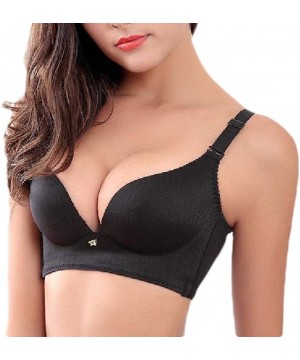 Bras Women's Bralette Push-up Sexy Seamless Underwear Plunge Wirefree Lingerie Bras - Black - CN19C50L526