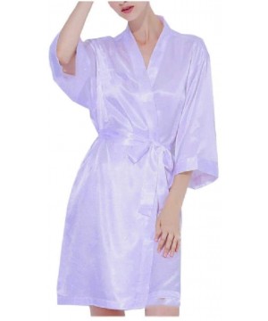 Robes Women Charmeuse Lounger Pjs Loungewear Oversized Lounge Robe Light Purple M - Light Purple - CG19DCU7UM6