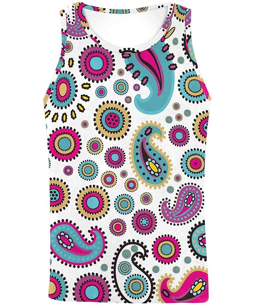 Undershirts Men's Muscle Gym Workout Training Sleeveless Tank Top Paw Pattern - Multi9 - C319DLQLUOG