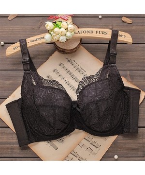 Bras Women's Plus Size Lace Push-Up Bra Soft Cup Everyday Bra Minimizer Underwire Bra - Black - CM18NNUXCGA