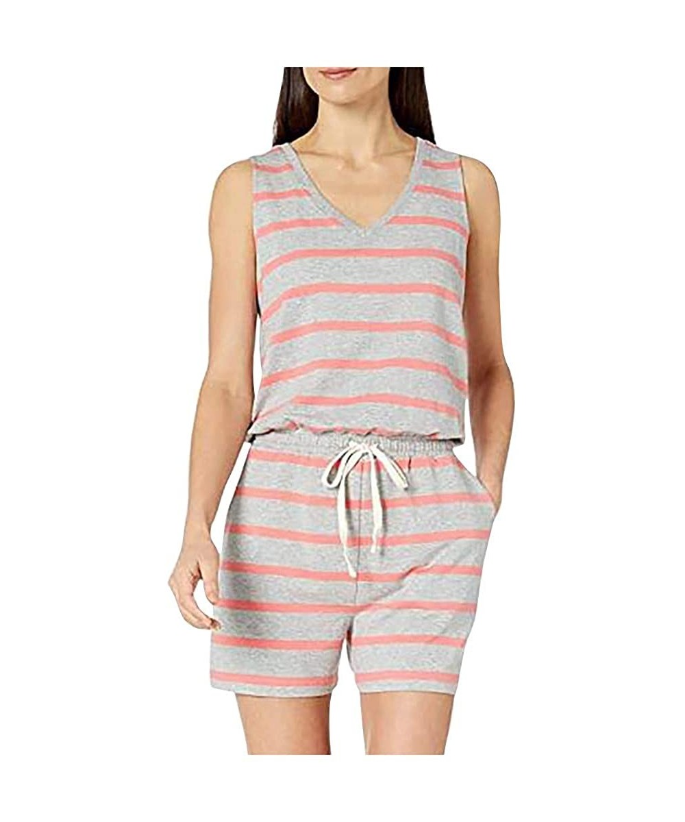 Sets Womens Pajamas Short Sets Cotton Striped Sleeveless Sleepwear Tank and Shorts Pj Sets Jumpsuit Rompers Tigivemen Pink - ...