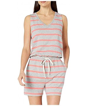 Sets Womens Pajamas Short Sets Cotton Striped Sleeveless Sleepwear Tank and Shorts Pj Sets Jumpsuit Rompers Tigivemen Pink - ...