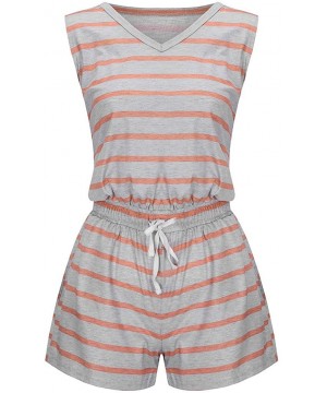 Sets Womens Pajamas Short Sets Cotton Striped Sleeveless Sleepwear Tank and Shorts Pj Sets Jumpsuit Rompers Tigivemen Pink - ...