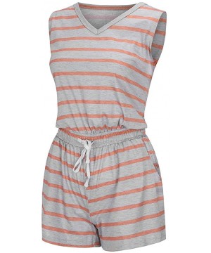 Sets Womens Pajamas Short Sets Cotton Striped Sleeveless Sleepwear Tank and Shorts Pj Sets Jumpsuit Rompers Tigivemen Pink - ...