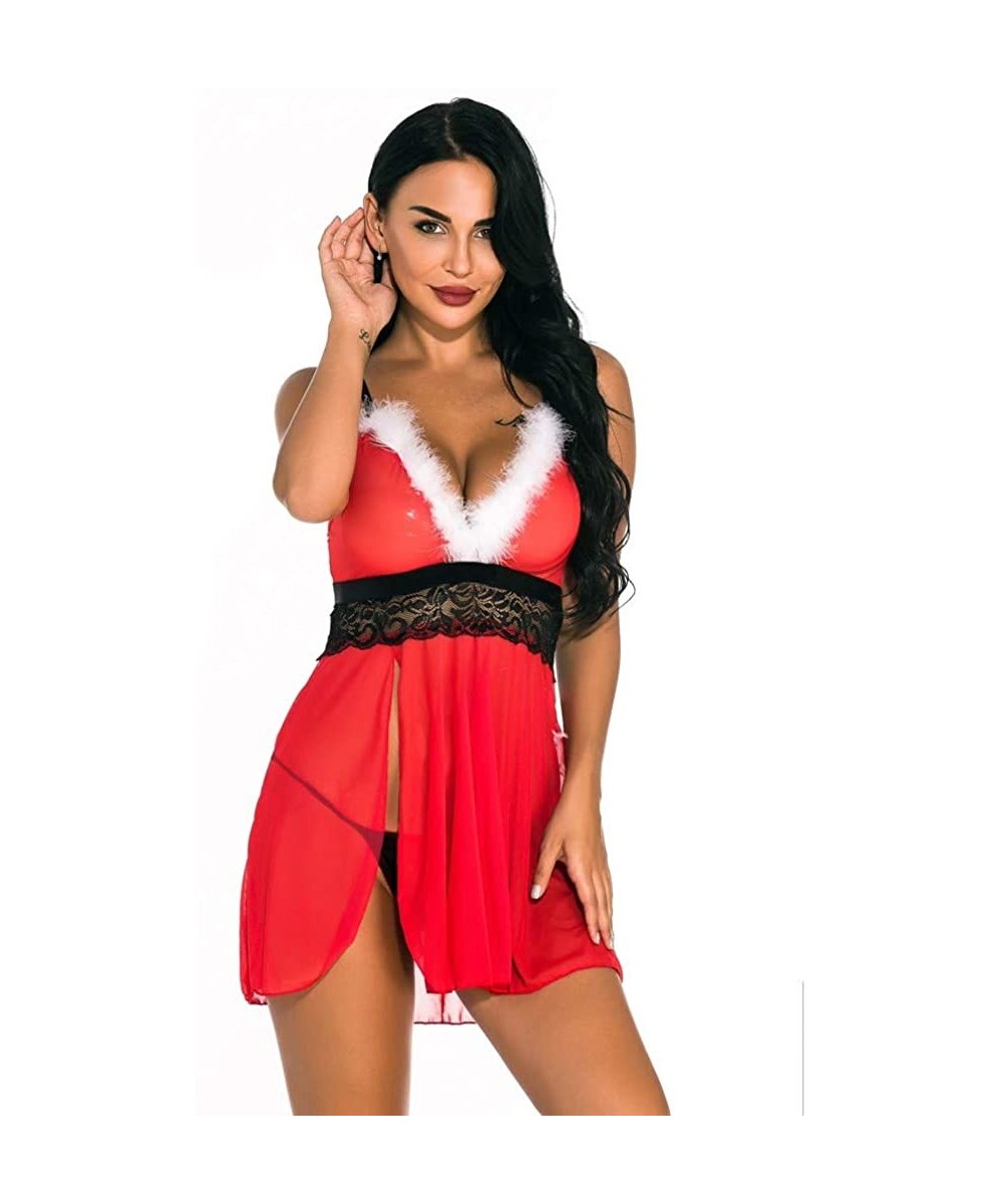 Sets Christmas Sexy Lingerie for Women Underwear Braces Red Uniform Temptation Babydoll Nightdress Valentine's Day Red14 - CU...