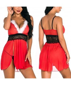 Sets Christmas Sexy Lingerie for Women Underwear Braces Red Uniform Temptation Babydoll Nightdress Valentine's Day Red14 - CU...