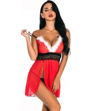 Sets Christmas Sexy Lingerie for Women Underwear Braces Red Uniform Temptation Babydoll Nightdress Valentine's Day Red14 - CU...