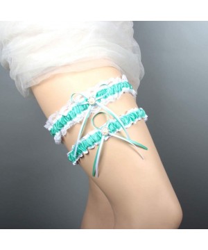 Garters & Garter Belts 2019 Sexy Rhinestone Bridal Garters Lace Wedding Garter Set with Pearls - E-green - C718QXN5DCN