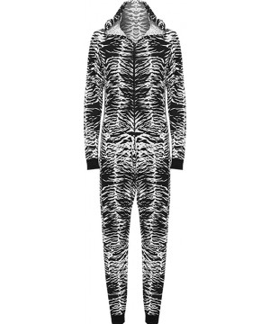 Sets WOMEN ONESIE FASHION PRINTED PLAYSUIT HOODED LADIES JUMPSUIT ROMPER - Zebra Print - CV12O5IEN5S