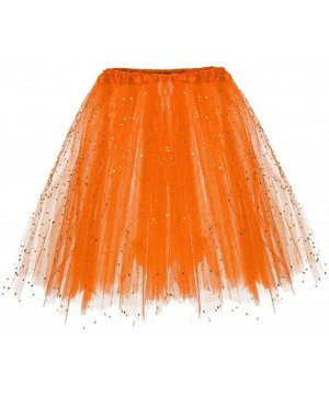 Slips Petticoat Ballet Tutu Short Skirt 50s Rockabilly in Tulle Sexy Carnival Festivities - Orange - CR19468LUZL