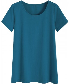 Tops Women's Loose Lounge Top Long Sleep Tunic - Teal Blue - C918A508GO3