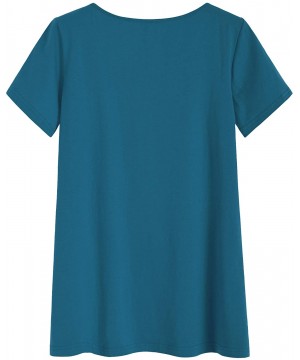 Tops Women's Loose Lounge Top Long Sleep Tunic - Teal Blue - C918A508GO3