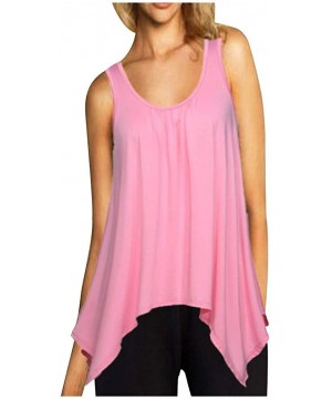 Baby Dolls & Chemises Womens Tank Tops T-Shirt Summer Shirt Loose Casual Irregular Hem Sleeveless T Shirt Blouse - Pink - CH1...