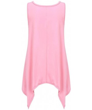 Baby Dolls & Chemises Womens Tank Tops T-Shirt Summer Shirt Loose Casual Irregular Hem Sleeveless T Shirt Blouse - Pink - CH1...