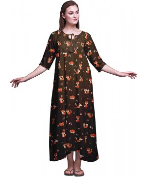 Nightgowns & Sleepshirts Maxi Nightgowns Women 3/4 Sleeves Summer Slip Nighty Sleepwear Nightdress - Brown - CB18SA5DZX9