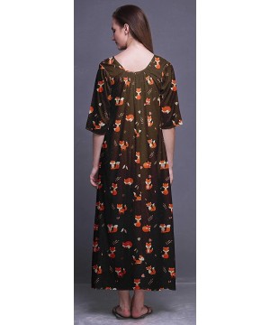 Nightgowns & Sleepshirts Maxi Nightgowns Women 3/4 Sleeves Summer Slip Nighty Sleepwear Nightdress - Brown - CB18SA5DZX9