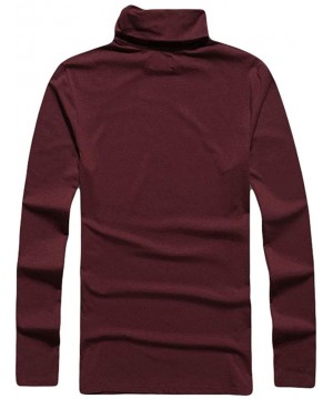 Thermal Underwear Men's Turtleneck Long Sleeve Pullover T-Shirt Cotton Lightweight Slim Thermal Undershirt - Wine Red - C1193...