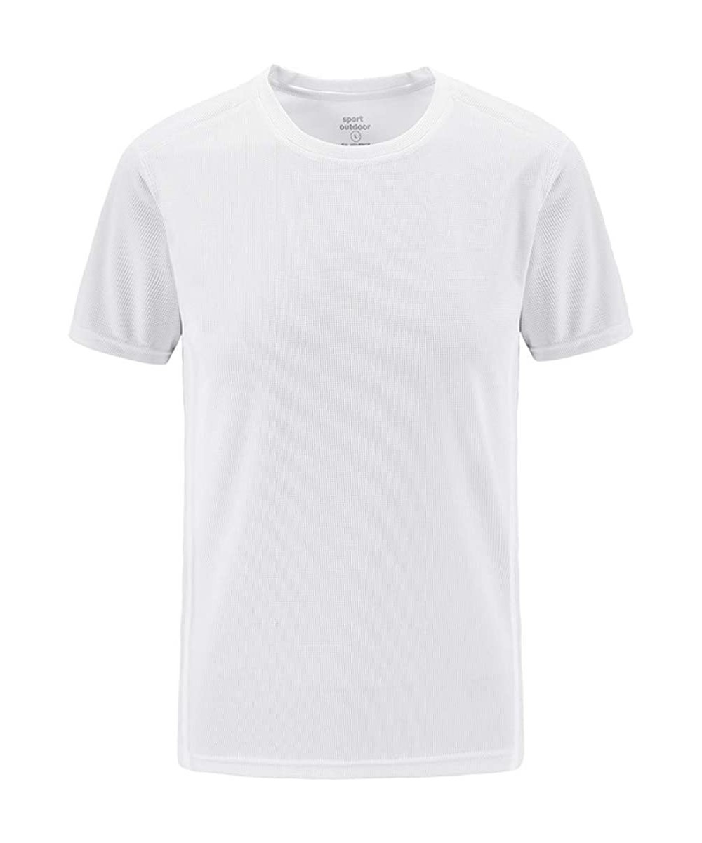 Trunks Men's Plus Size Cool Dry Athletic Compression Short Sleeve Fast-Dry Baselayer Workout T-Shirts - White - CF194TOLTI6