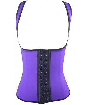 Shapewear Women's Latex Waist Cincher Spiral Steel Boned Tummy Shapewear - Purple - CL12HSPLGKJ