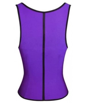 Shapewear Women's Latex Waist Cincher Spiral Steel Boned Tummy Shapewear - Purple - CL12HSPLGKJ